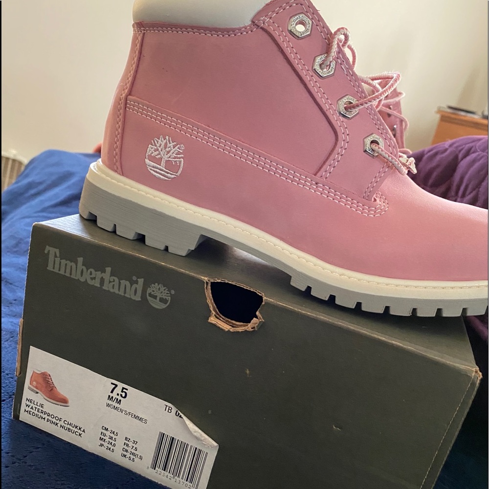 Pink Timberland boots